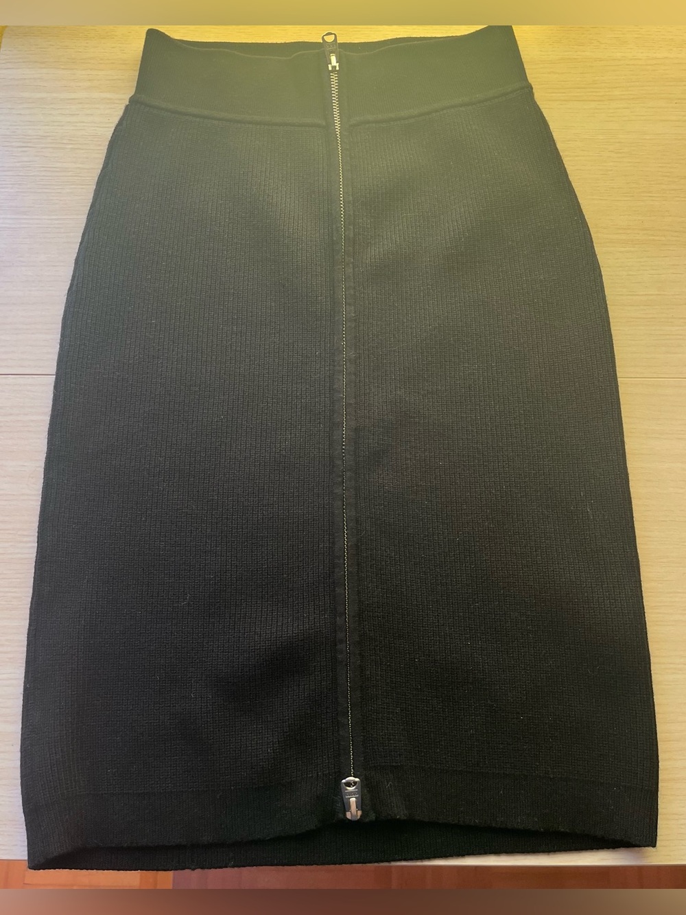 Wilfred Free Ribbed Zip Front Midi Skirt Black High Waisted. Medium